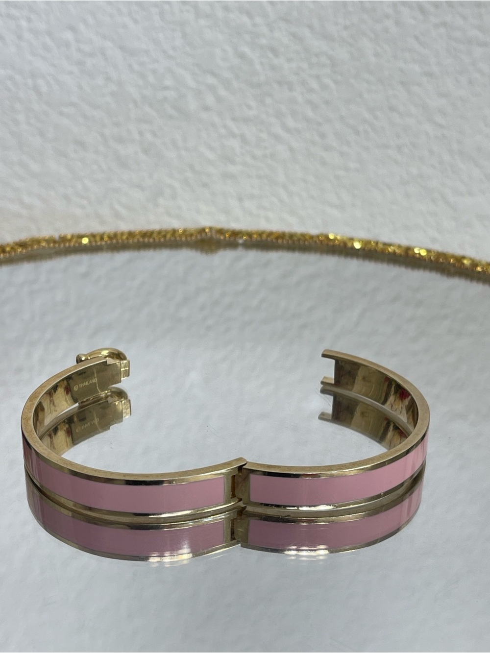 Coach Pink and Gold-tone Enamel Hinged Bracelet with “C” Logo Accent - Picture 6 of 6